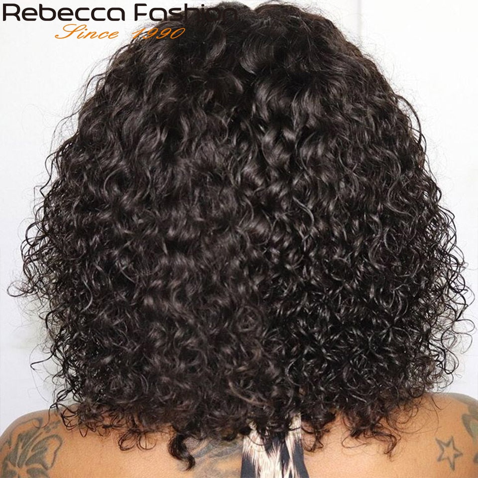 Jerry Curly Short Pixie Bob Cut Human Hair Wigs With Bangs Non lace front Wig Highlight Honey Blonde Colored Wigs For Women