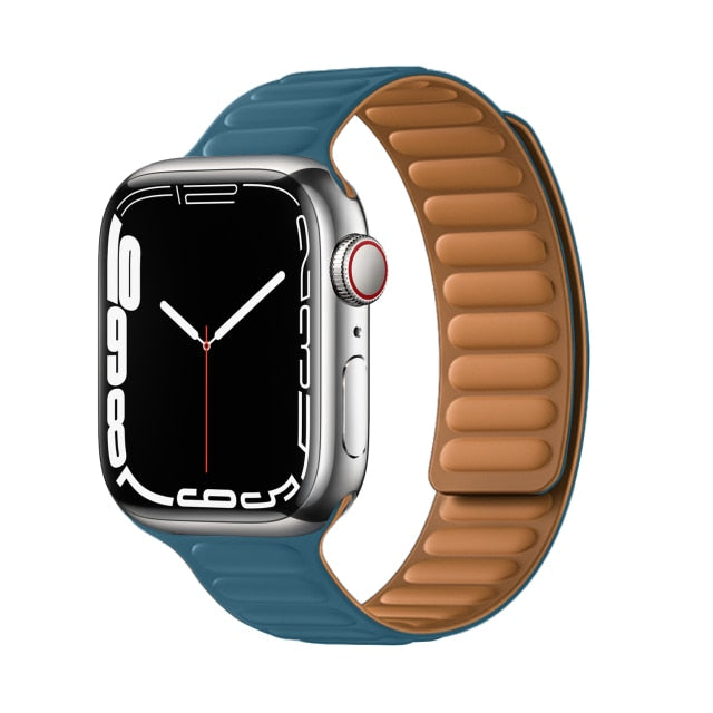 Leather Link For Apple watch band 44mm 40mm 41mm 45mm 42mm 38mm original Magnetic Loop bracelet iWatch series 3 5 4 SE 6 7 strap