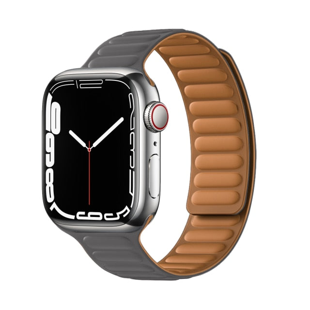 Leather Link For Apple watch band 44mm 40mm 41mm 45mm 42mm 38mm original Magnetic Loop bracelet iWatch series 3 5 4 SE 6 7 strap