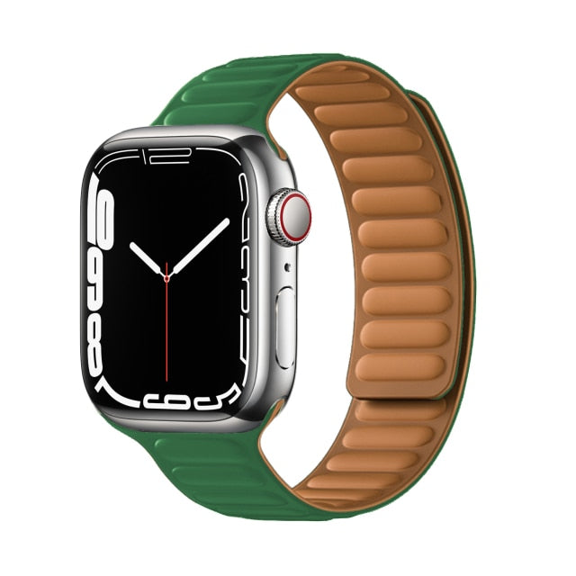 Leather Link For Apple watch band 44mm 40mm 41mm 45mm 42mm 38mm original Magnetic Loop bracelet iWatch series 3 5 4 SE 6 7 strap