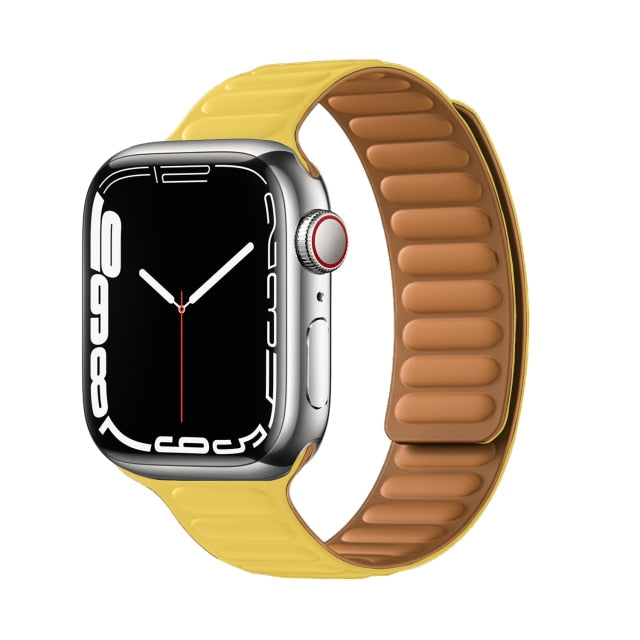 Leather Link For Apple watch band 44mm 40mm 41mm 45mm 42mm 38mm original Magnetic Loop bracelet iWatch series 3 5 4 SE 6 7 strap