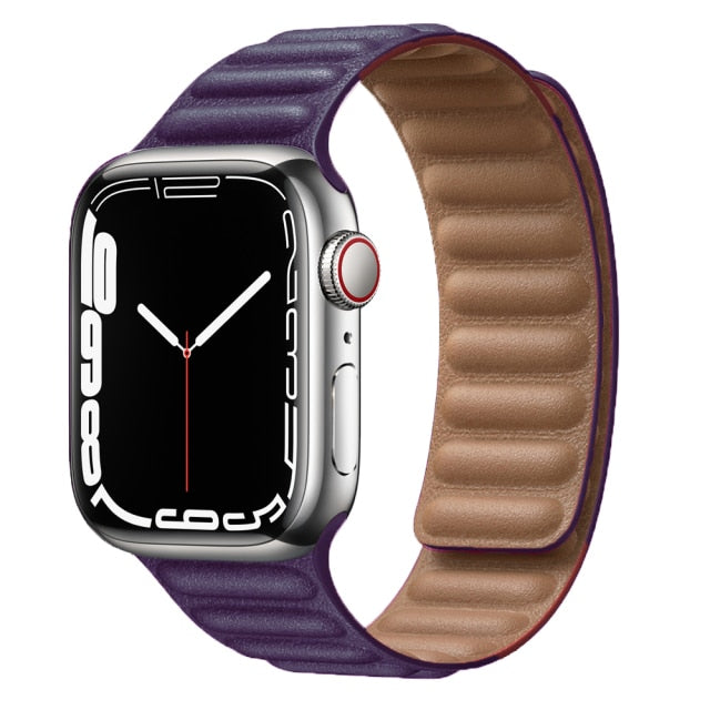 Leather Link For Apple watch band 44mm 40mm 41mm 45mm 42mm 38mm original Magnetic Loop bracelet iWatch series 3 5 4 SE 6 7 strap
