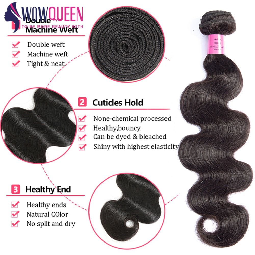30 32 Inch Body Wave Bundles Human Hair Bundles Remy Hair Extensions Braizlian Hair Weave Bundles WowQueen Cheap Hair Bundles