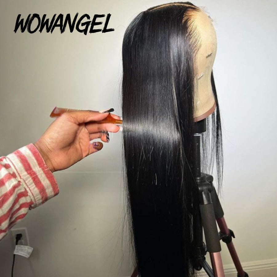 WOW ANGEL HD Lace Front 250% 13x6 HD Lace Front Wig Straight Invisible HD Lace Melt Skin HD Lace Front Human Hair Wig prepluck