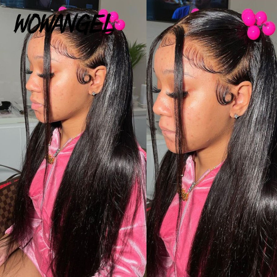 WOW ANGEL HD Lace Front 250% 13x6 HD Lace Front Wig Straight Invisible HD Lace Melt Skin HD Lace Front Human Hair Wig prepluck