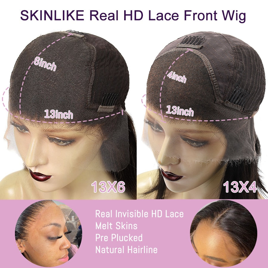 WOW ANGEL HD Lace Front 250% 13x6 HD Lace Front Wig Straight Invisible HD Lace Melt Skin HD Lace Front Human Hair Wig prepluck