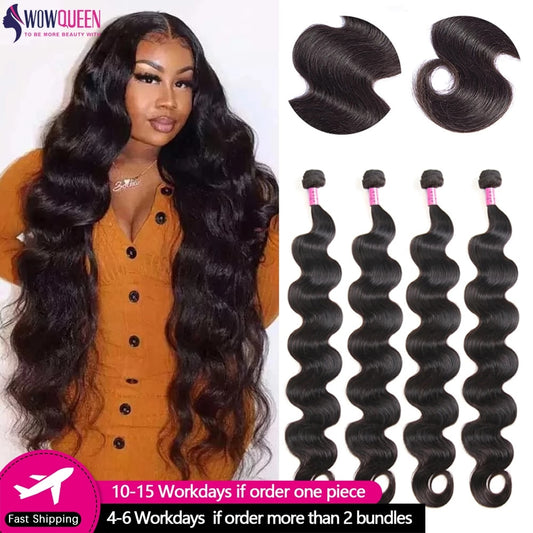 30 32 Inch Body Wave Bundles Human Hair Bundles Remy Hair Extensions Braizlian Hair Weave Bundles WowQueen Cheap Hair Bundles