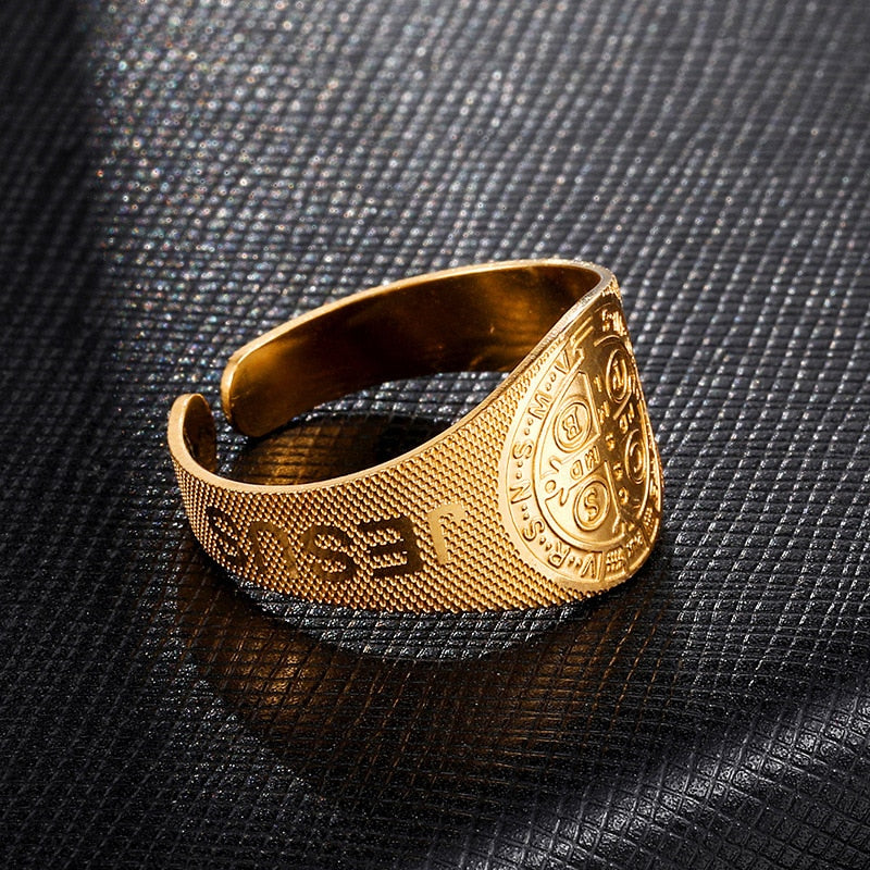 Gold Silver Plated Religion Cross Rings for Women Men 316L Stainless Steel Open Adjustable Rings Fashion Jewelry Gift 2022