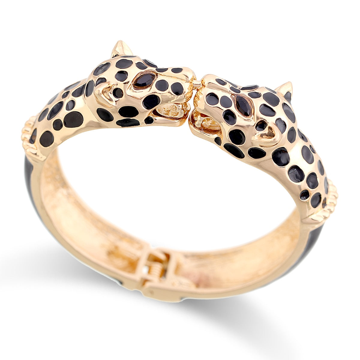 KAYMEN New Fashion Statement Animal Enamel Cuff Bracelets Bangle Gold Plated Colourful Double Leopards Bracelet for Women