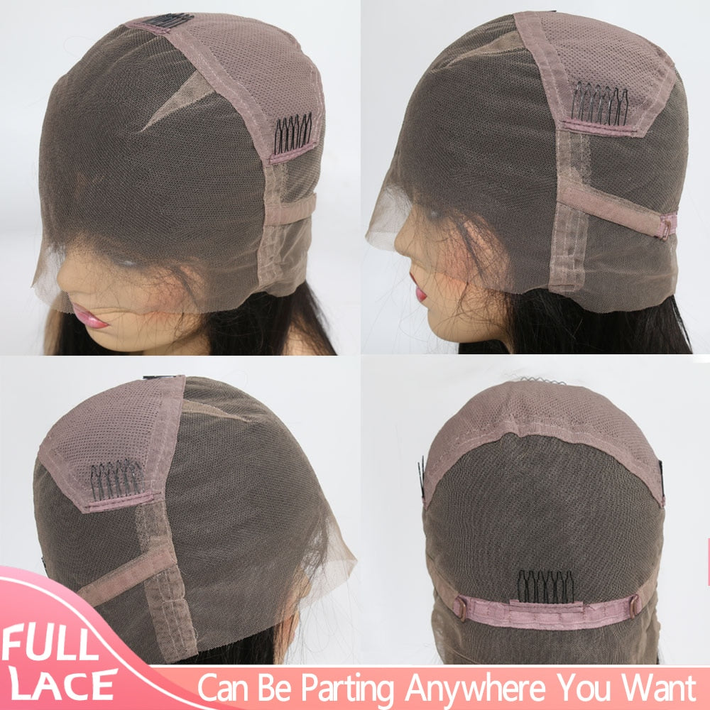 Full Lace Human Hair Wigs Straight Lace Front Wig Glueless Full Lace Wig Human Hair Pre Plucked Human Hair Wigs 26inches 150%