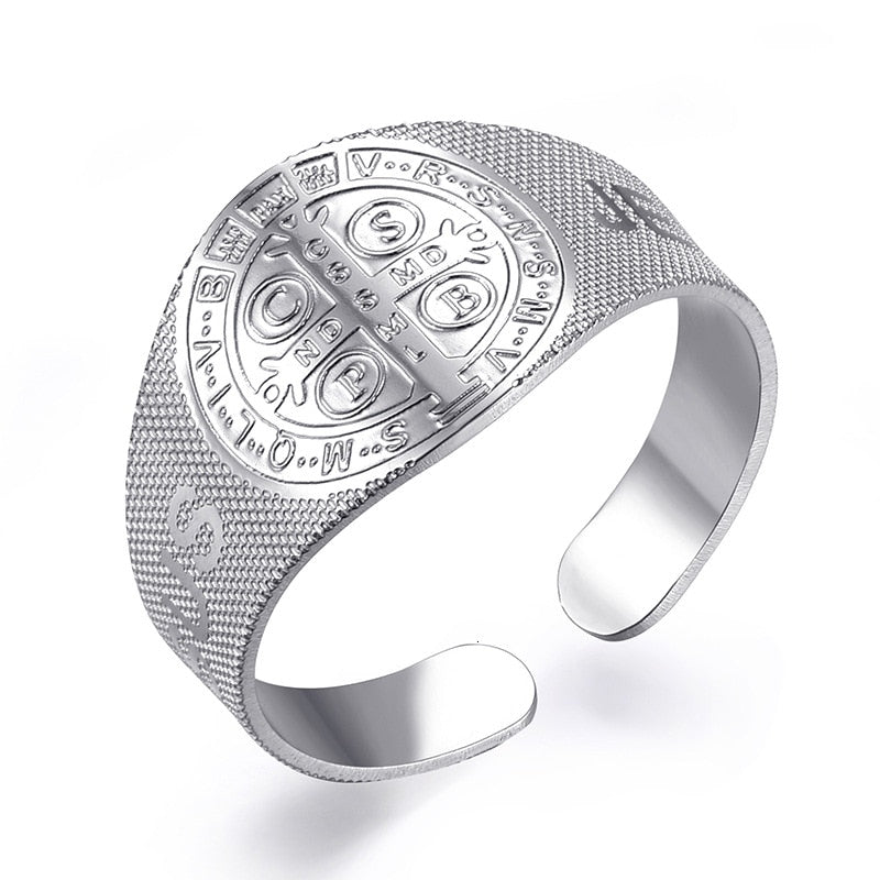 Gold Silver Plated Religion Cross Rings for Women Men 316L Stainless Steel Open Adjustable Rings Fashion Jewelry Gift 2022
