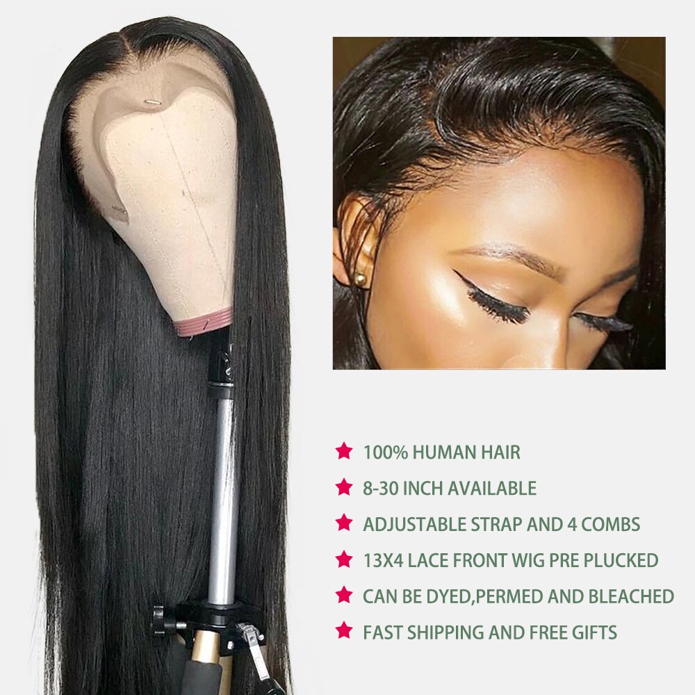 Straight Lace Front Human Hair Wigs for Black Women Pre Plucked Cheap 13x4 Lace Frontal Wig Brazilian Hair 150% Density