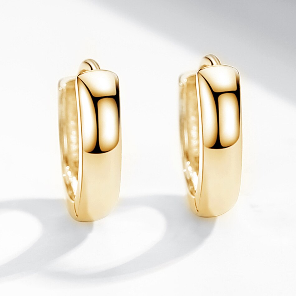 ELESHE Authentic 925 Sterling Silver Bold Hoops Earrings for Women 18K Gold Plated Circle Earrings Wedding Engagement Jewelry