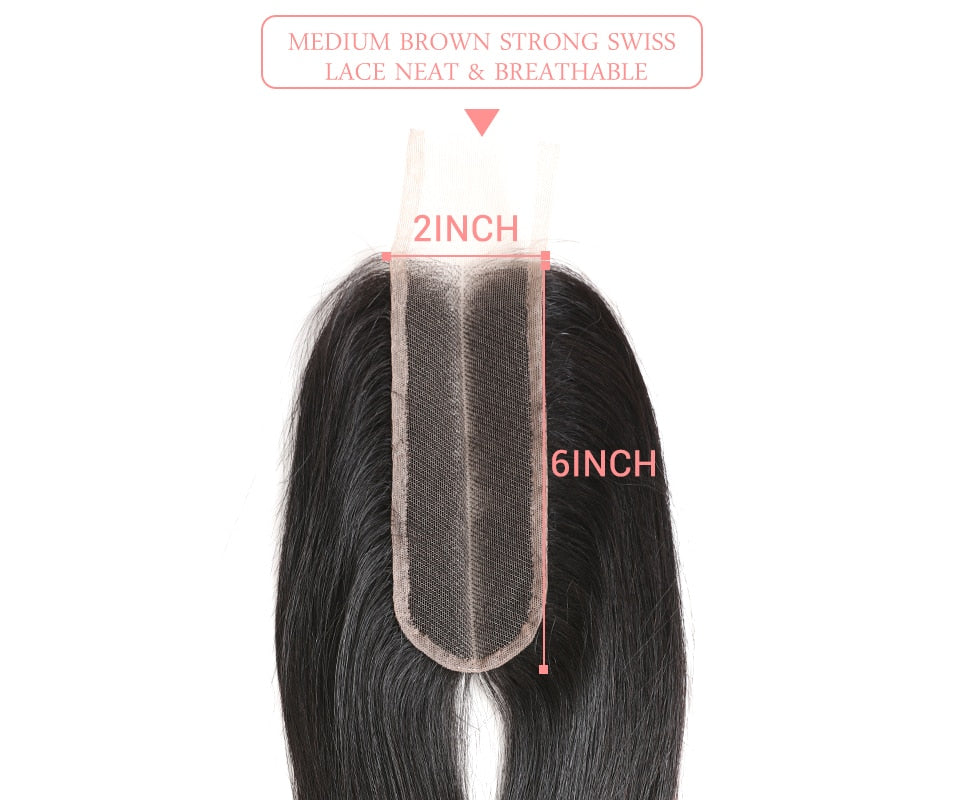 Brazilian Human Hair Lace Closure Straight 2x6 Transparent Lace Closure With Pre Plucked Baby Hair Bleached Knot Free Shipping