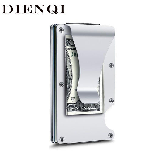 DIENQI Anti Rfid Metal Bank Credit Card Holder Men Minimalist Wallets Slim Thin Tactical Business ID Cardholder Case Male Purse