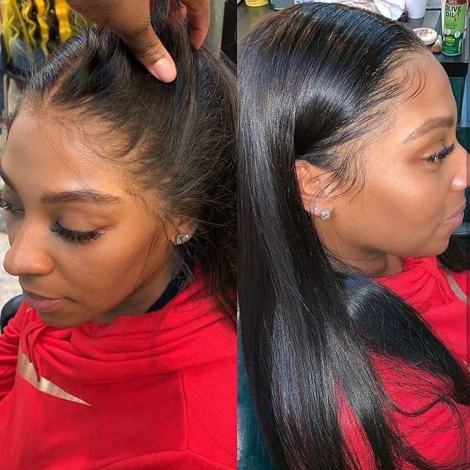 Bone Straight Human Hair Wigs 30 Inch Lace Front Wig Short Bob Lace Frontal Human Hair Wigs For Black Women Human Hair Lace Wig