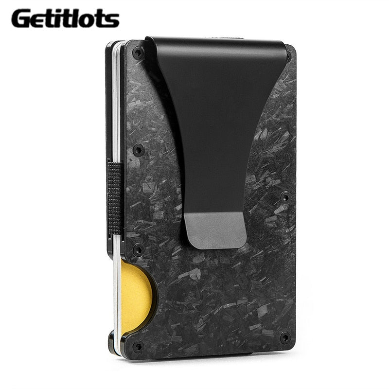 Fashion Carbon Fiber Card Holder Wallet Designer Aluminium Credit Card Holder Metal Minimalist Rfid Card Wallets Men Cardholder