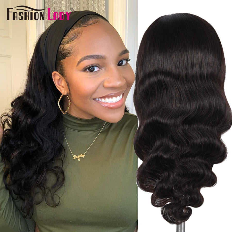 Headband Wig Human Hair Body Wave Wig For Black Women 30 32inch Remy Brazilian Hair Wigs Glueless Headband Scarf Wigs 180density