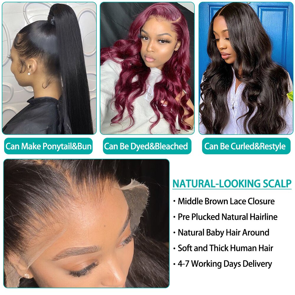 Straight Lace Front Human Hair Wigs for Black Women Pre Plucked Cheap 13x4 Lace Frontal Wig Brazilian Hair 150% Density
