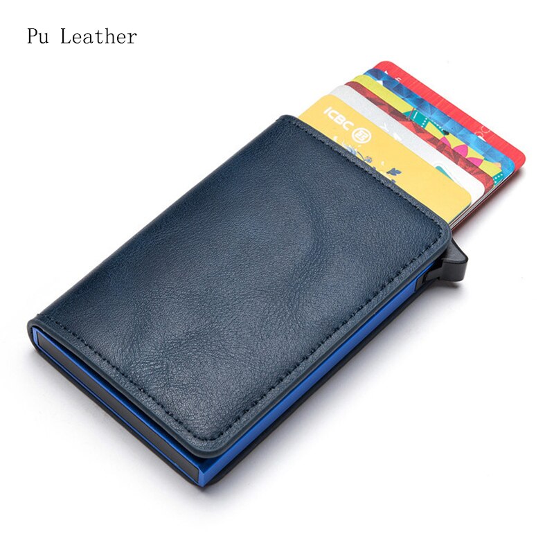 Hot Genuine Leather Rfid Credit Card Holder Wallet Man Retro Small Cardholder Trifold Crazy Horse Card Wallet Men Slim Card Case