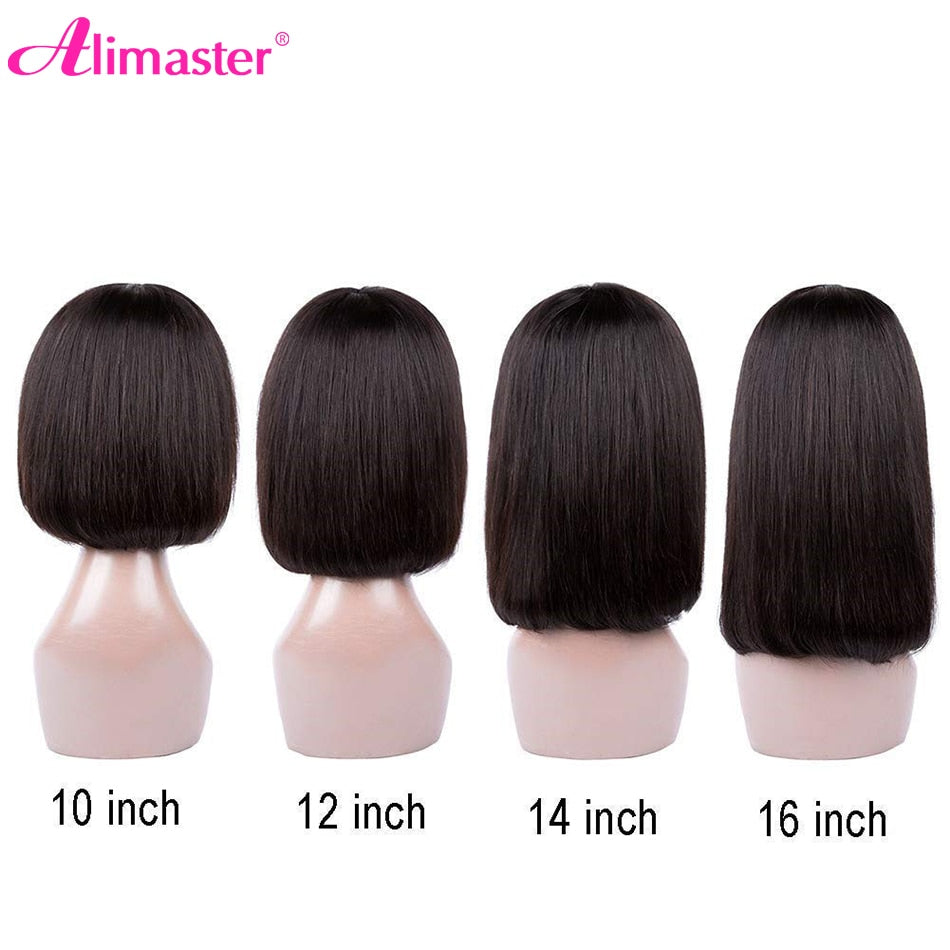 Straight Human Hair Wigs For Women Human Hair Straight Bob Wig With Bangs Bone No Lace Full Machine Made Wigs Fringe Wig
