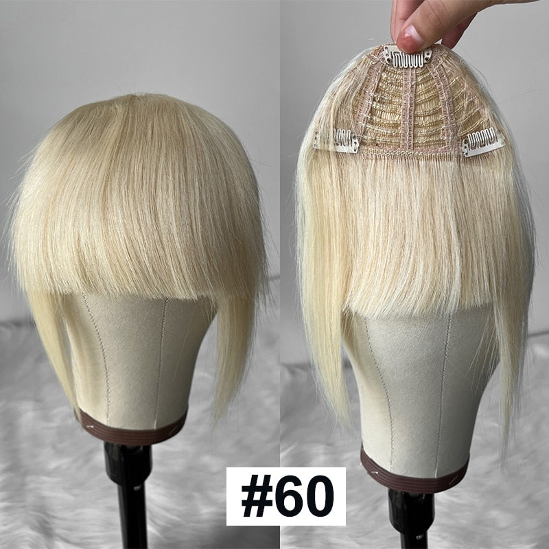 MRSHAIR Human Hair Bangs With Sideburns 3D Clip-on Hair Bangs Natural Large Overhead Fringe Fake Hairpieces NonRemy 2.5&quot;x4.5&quot;