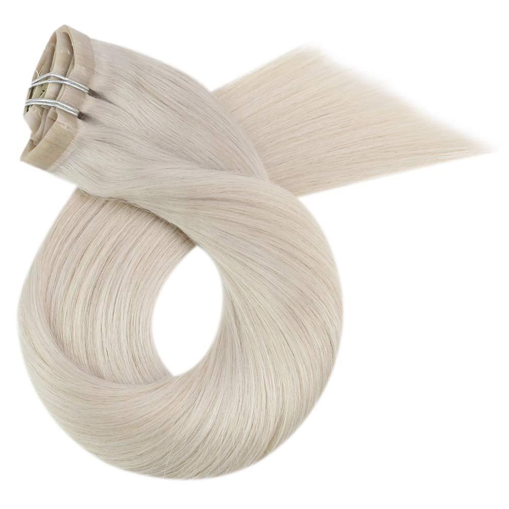 Moresoo Seamless PU Clip in Human Hair Extensions 14-22 inch Hair Straight Machine Remy Brazilian 7PC 100G Natural Invisible