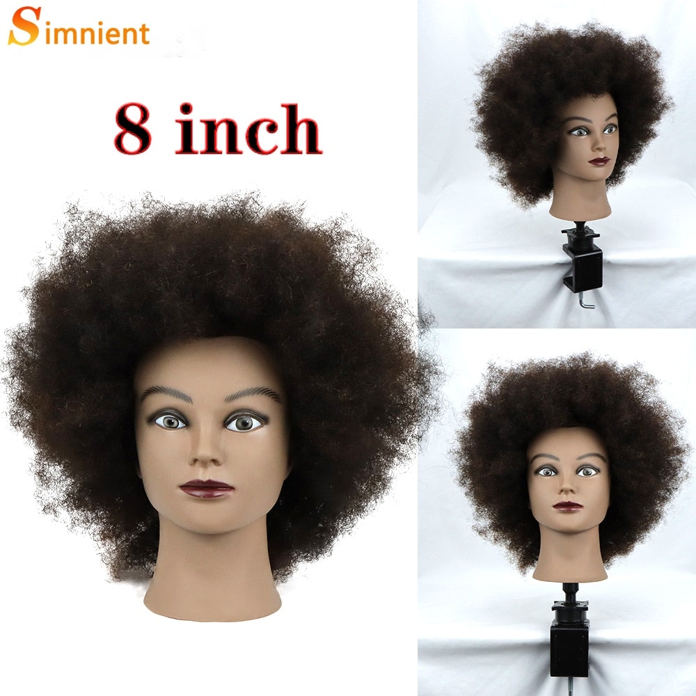 Afro Mannequin Heads With 100%Real Human Hair Hairdressing Training Head For Salon Cosmetology Manikin Dummy For Doll Heads Hair