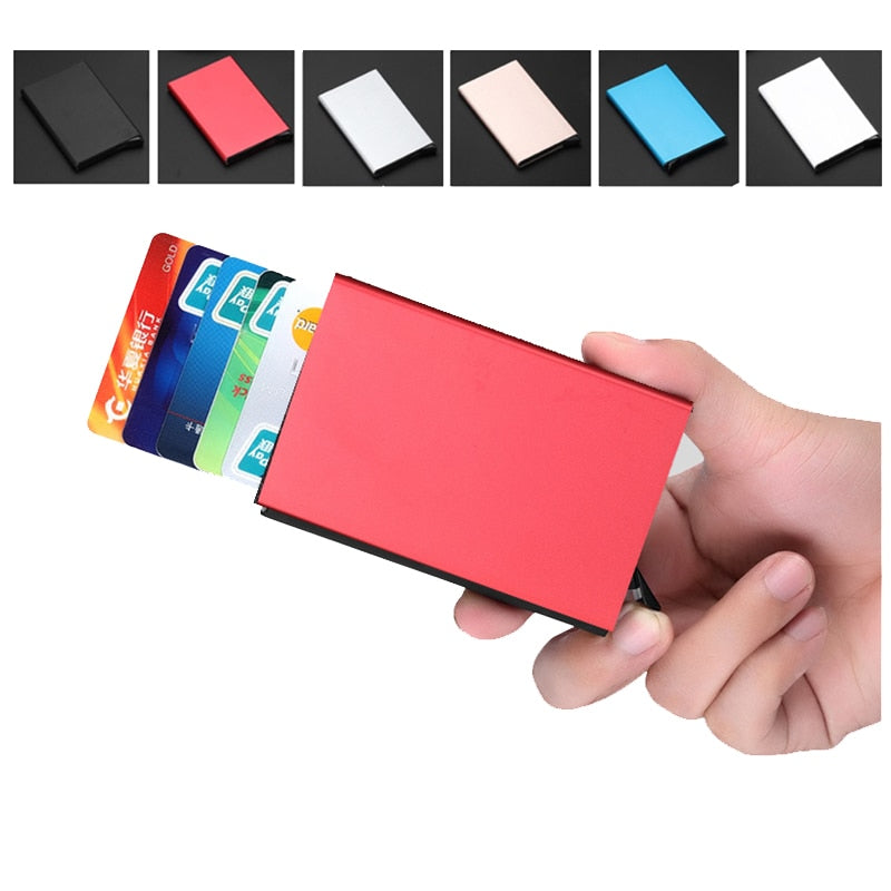 New Automatic Silde Aluminum ID Cash Card Holder Men Business RFID Blocking Wallet Credit Card Protector Case Pocket Purse