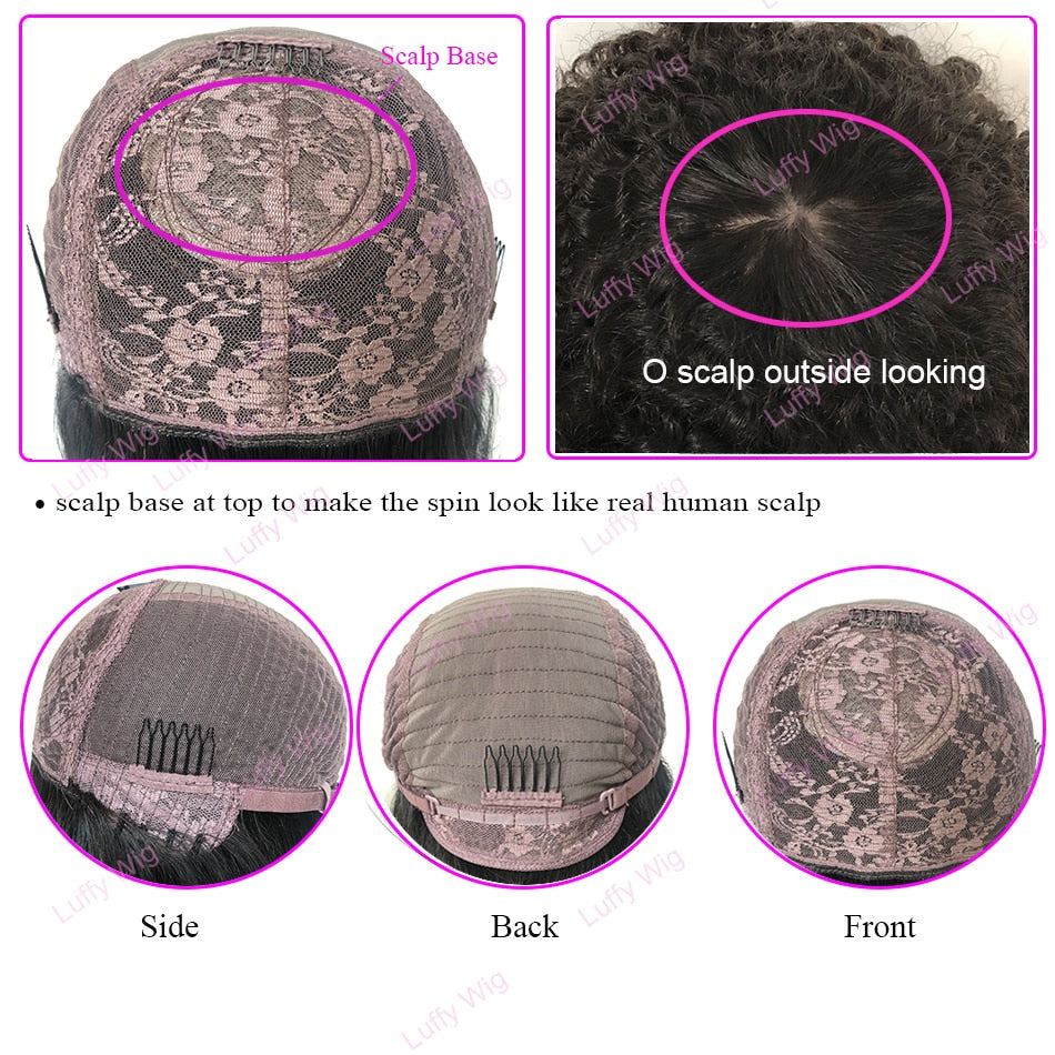 200 Density Human Hair Wigs With Bangs Short Brazilian Remy Afro Kinky Curly Wig Human Hair Glueless For Black Women Luffy