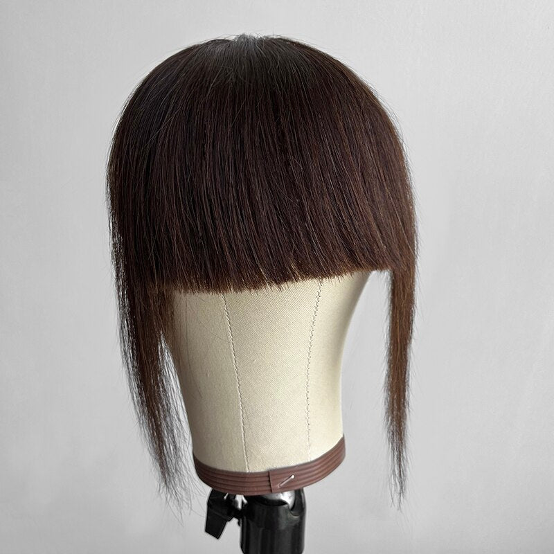 MRSHAIR Human Hair Bangs With Sideburns 3D Clip-on Hair Bangs Natural Large Overhead Fringe Fake Hairpieces NonRemy 2.5&quot;x4.5&quot;