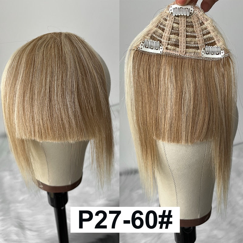 MRSHAIR Human Hair Bangs With Sideburns 3D Clip-on Hair Bangs Natural Large Overhead Fringe Fake Hairpieces NonRemy 2.5&quot;x4.5&quot;