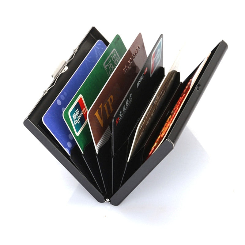 Stainless Steel Metal Card Case Box Men Women Business Slim Credit Card Holder Protector Wallet Cover Coin Purse Aluminum