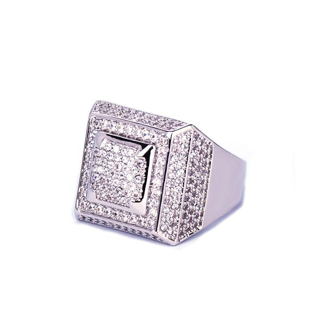 Bubble Letter Anillo Hombre Rings for Men Iced Out Gold Color Plated Hip Hop Jewelry 2022 Trend Fashion Gift