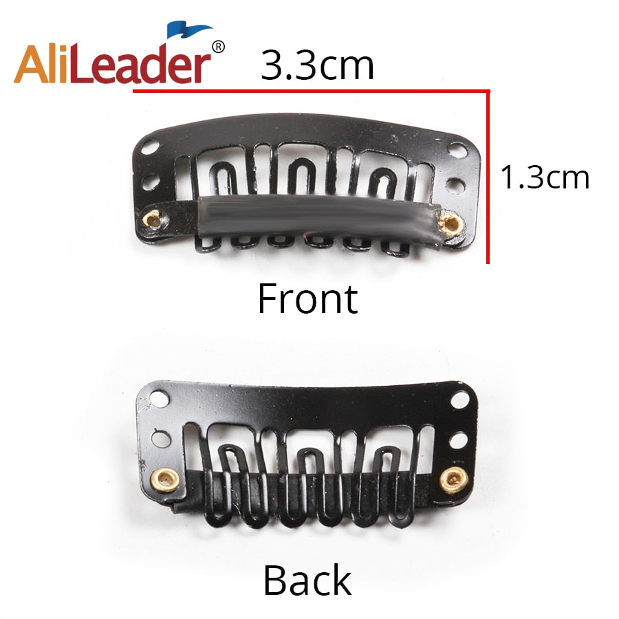Alileader 20Pcs/Lot Clip In Hair Extension Wig Clips For Human Hair Bangs Snap Hair Clips For Extensions Metal Comb For Closure