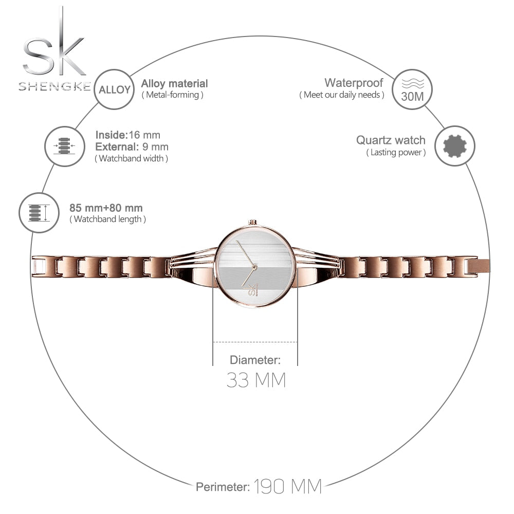 Shengke Fashion Gold-plated Women Watches Charm Ladies Wristwatch Bracelet Quartz Watch Women Montre Femme Relogio Feminino