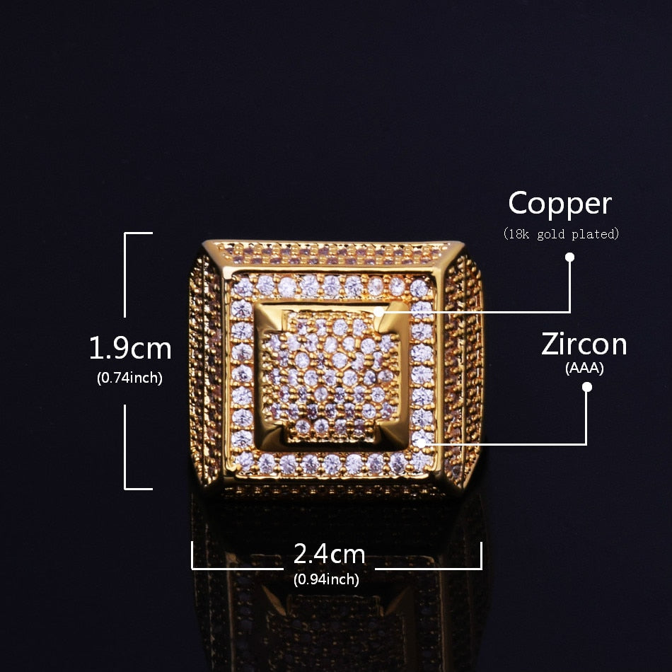 Bubble Letter Anillo Hombre Rings for Men Iced Out Gold Color Plated Hip Hop Jewelry 2022 Trend Fashion Gift