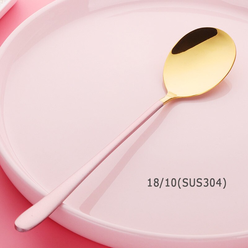 Buyer Star 5 Colors Stainless Steel Spoon 1 pcs Gold Spoon for Ice Cream Dinner Tableware Gold Plated Dessert Tea Coffee Spoons