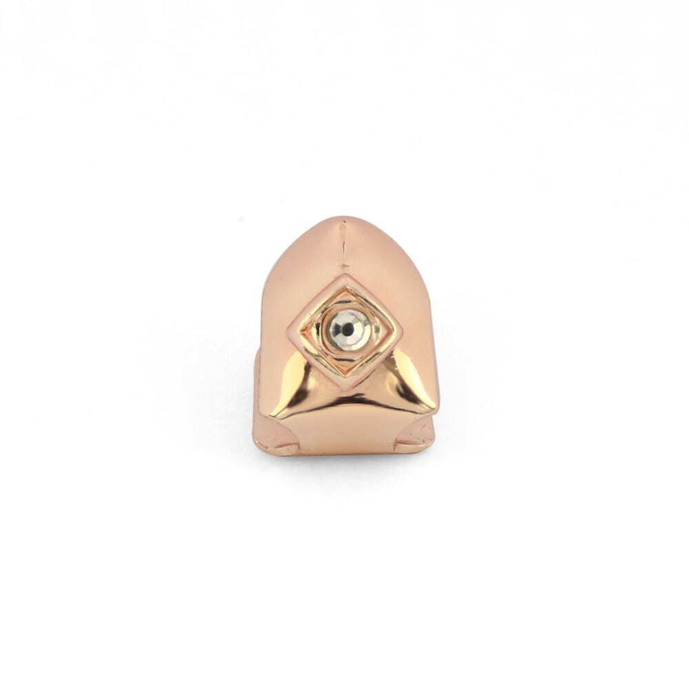 TOPGRILLZ Golden Color Plated Grillz Cap Gold Tone Single TopWith CZ Stone Teeth Grills Hip Hop Tooth Grill