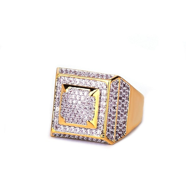 Bubble Letter Anillo Hombre Rings for Men Iced Out Gold Color Plated Hip Hop Jewelry 2022 Trend Fashion Gift