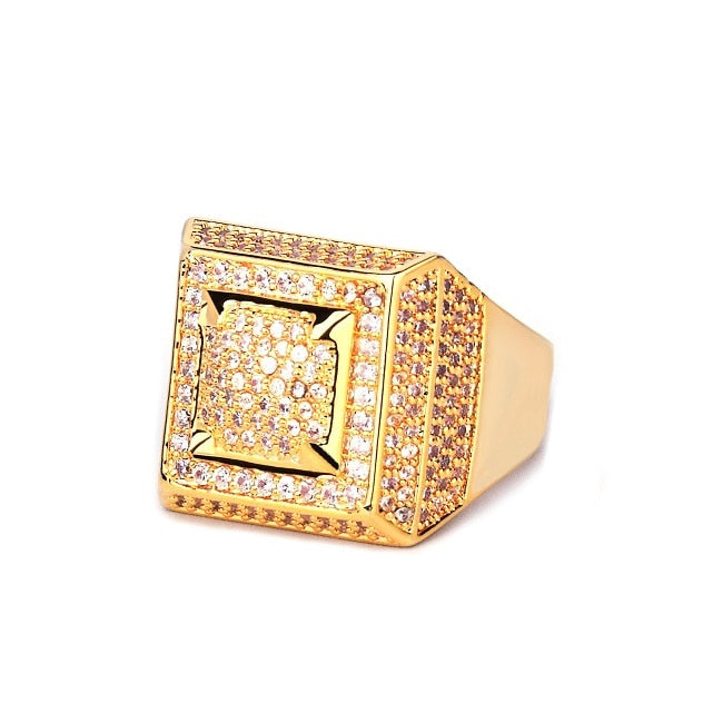 Bubble Letter Anillo Hombre Rings for Men Iced Out Gold Color Plated Hip Hop Jewelry 2022 Trend Fashion Gift
