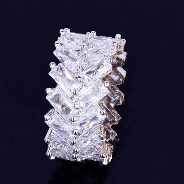 Bubble Letter Iced Out Rings for Men Baguette Couples Real Gold Plated Hip Hop Jewelry 2022 Trend