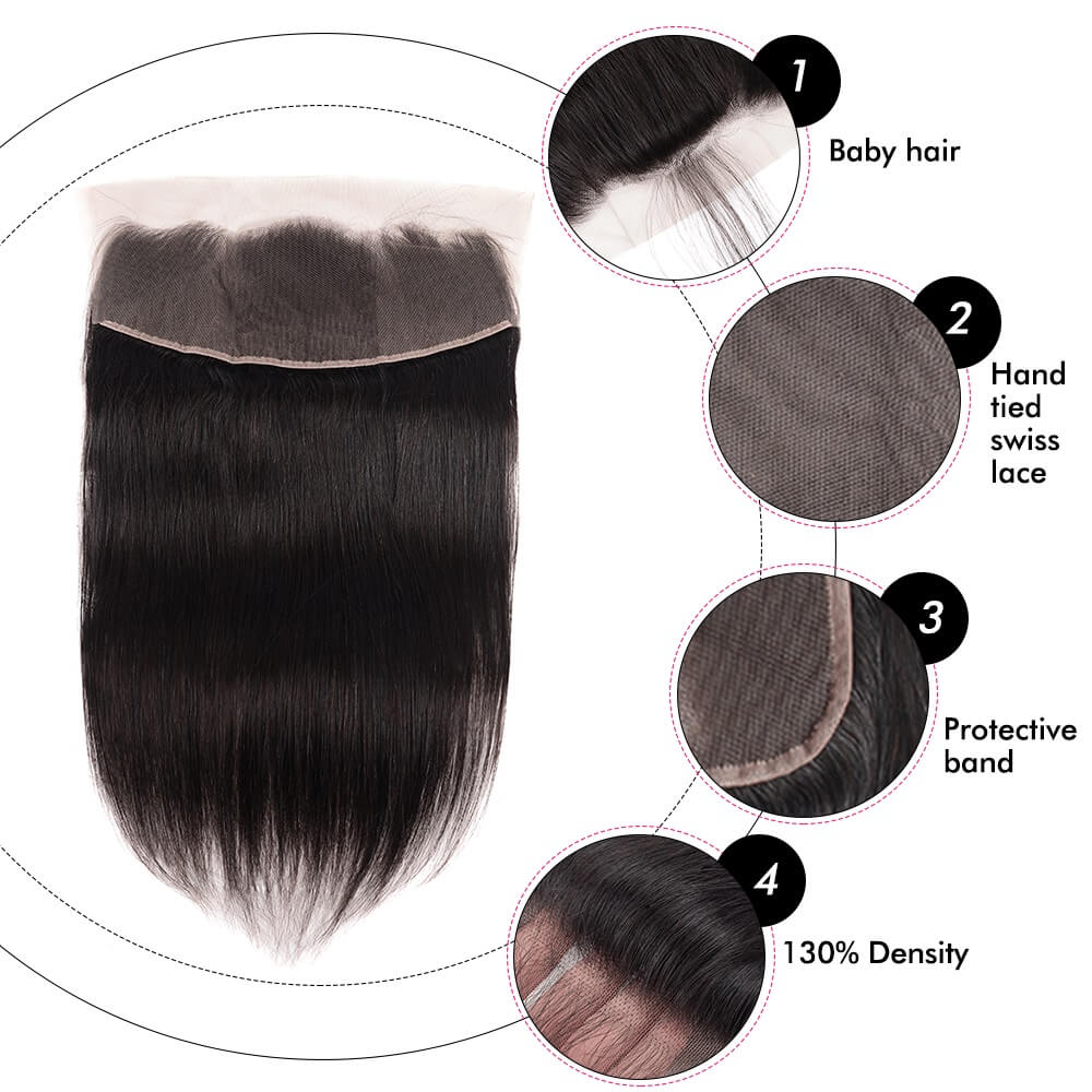 Transparent Lace Frontal Closure Only Peruvian Straight Human Hair 13x4 Lace Frontal 4x4 Lace Closure Remy Hair 5x5 Lace Closure