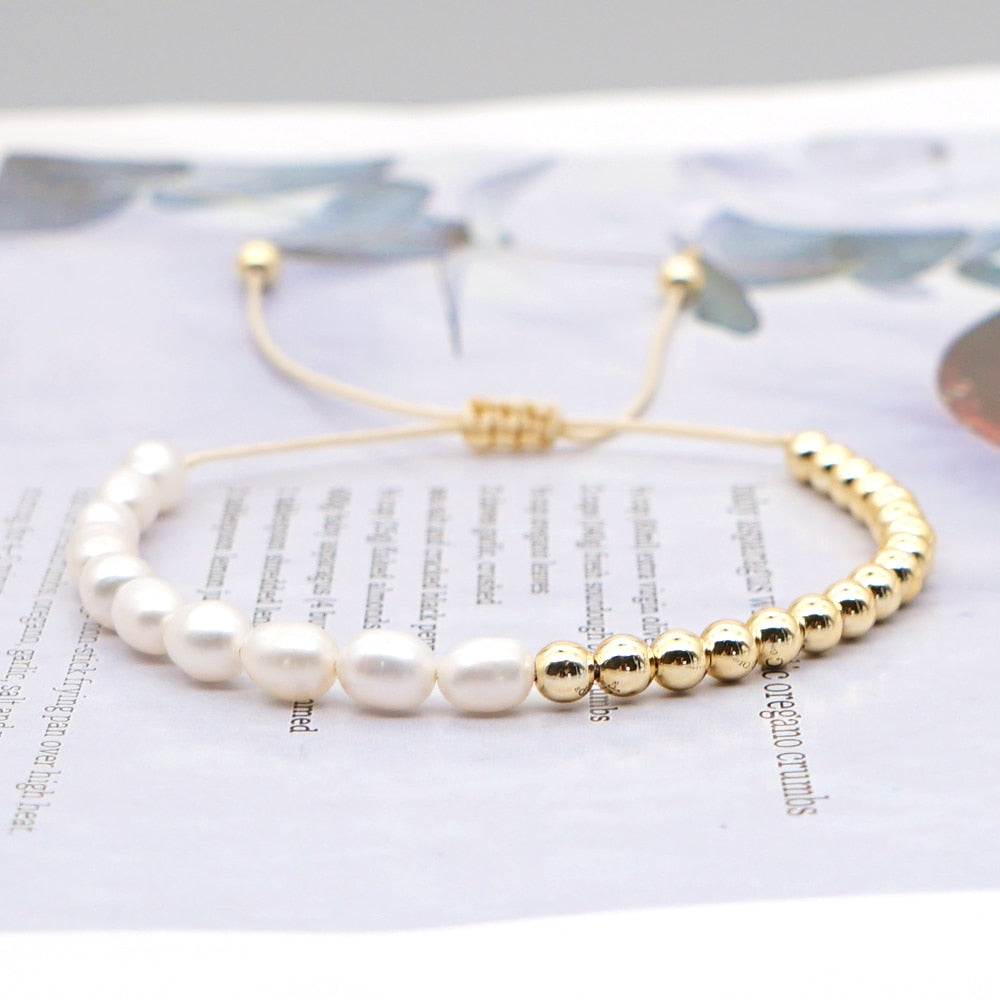 Go2Boho Freshwater Pearl Bracelet For Women Jewelry Summer Beach Perle Gold Plated Beaded Bracelets 2022 Valentines Gift