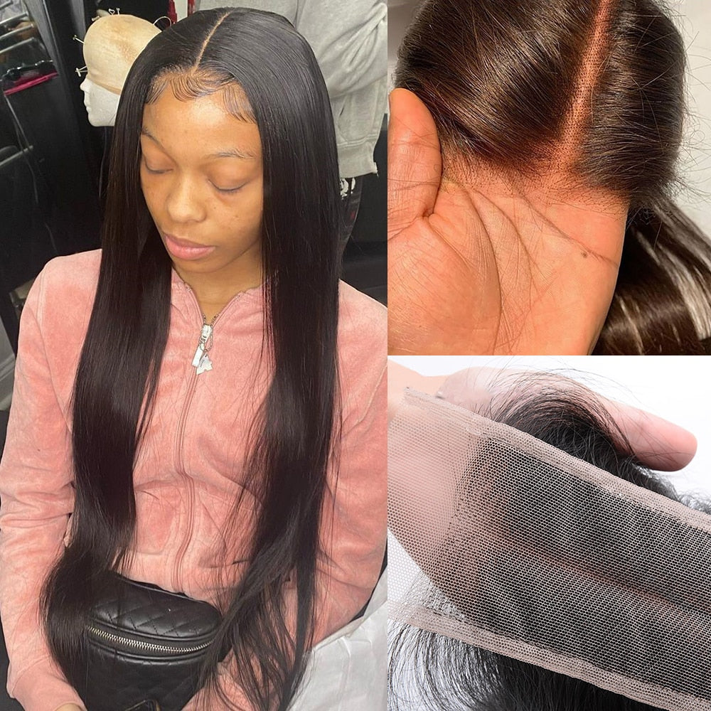 Brazilian Human Hair Lace Closure Straight 2x6 Transparent Lace Closure With Pre Plucked Baby Hair Bleached Knot Free Shipping