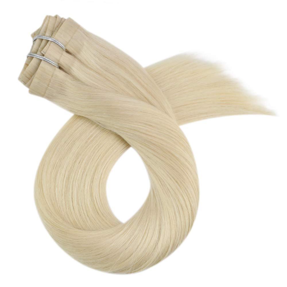 Moresoo Seamless PU Clip in Human Hair Extensions 14-22 inch Hair Straight Machine Remy Brazilian 7PC 100G Natural Invisible
