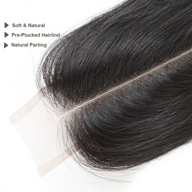 Brazilian Human Hair Lace Closure Straight 2x6 Transparent Lace Closure With Pre Plucked Baby Hair Bleached Knot Free Shipping