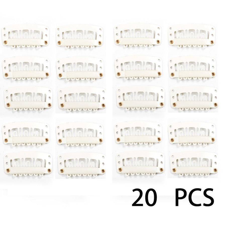 Alileader 20Pcs/Lot Clip In Hair Extension Wig Clips For Human Hair Bangs Snap Hair Clips For Extensions Metal Comb For Closure