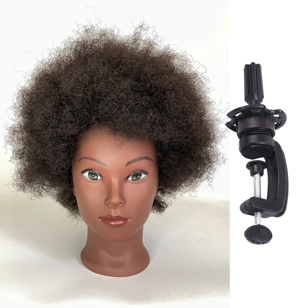 Traininghead Salon Afro Mannequin Head Human Hair Dummy Doll Hairdressing Training Head Real Hair Manikin Head Braiding Practice