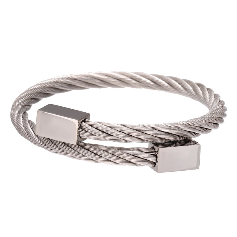 Classic Men Bracelet Charm Jewelry Fashion Luxury Gold Color plated Stainless Steel Cube Handmade Bracelets Male Homme